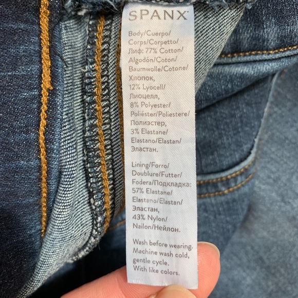 Spanx Womens Skinny Jeans Sz Small Wash Distressed Blue Ankle Stretchy Travel - Picture 11 of 15